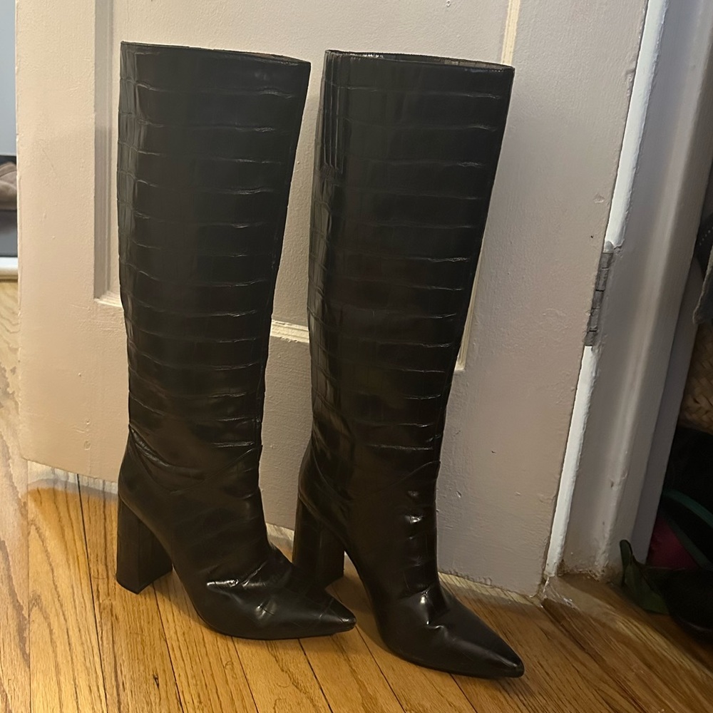 SCHUTZ black patent high heel knee high boot